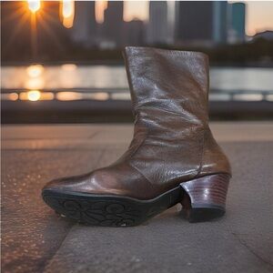 Born Gelsey Brown Leather Boot with Leopard Print Lining